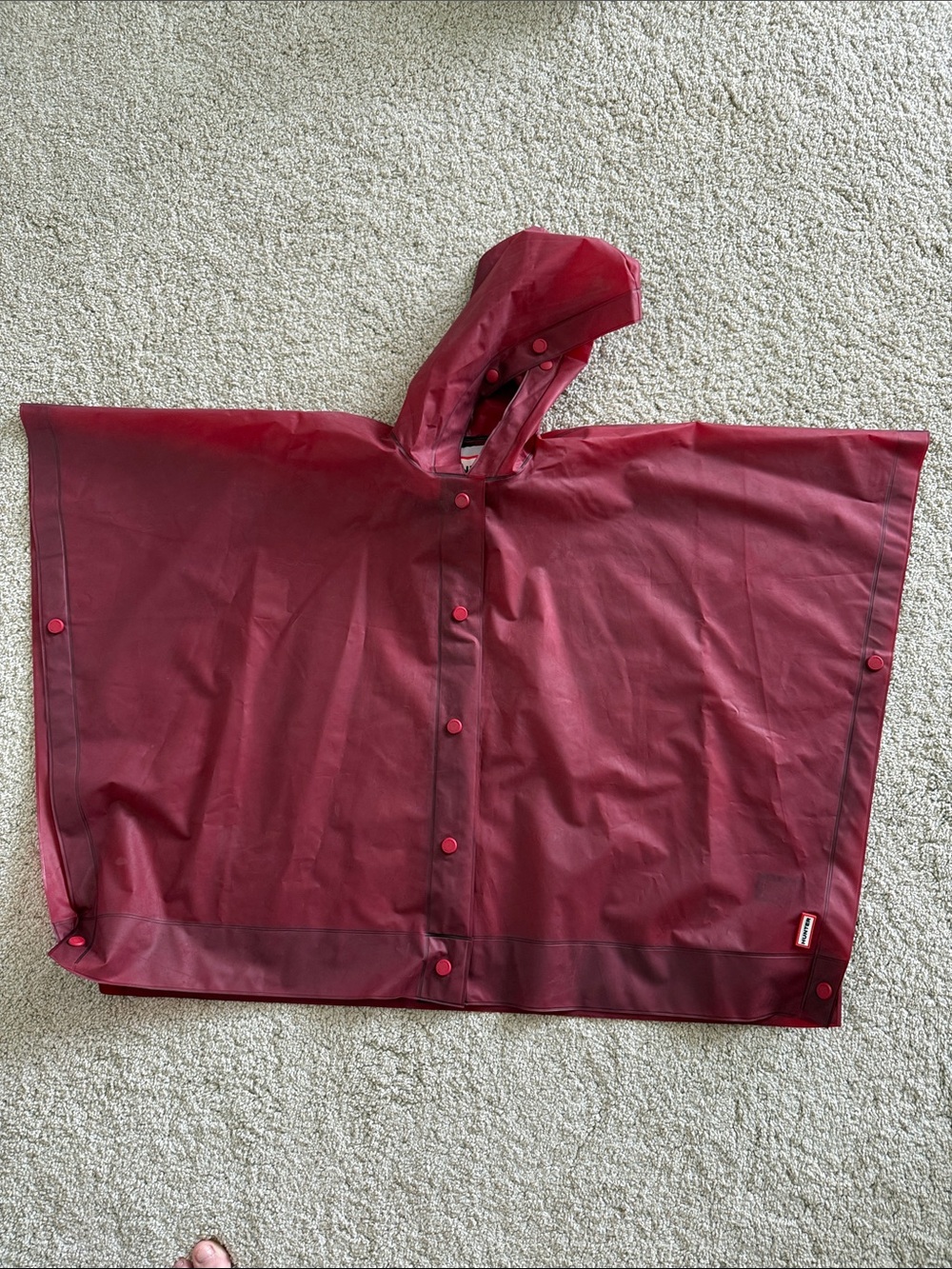 Hunter Red Hooded Rain Poncho - Kids Size S, Red